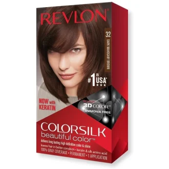 کیت رنگ موی بدون امونیاک رولون شماره 32  قهوه ای ماهاگونی تیره Revlon Colorsilk
