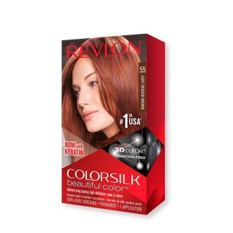 کیت رنگ موی بدون امونیاک رولون شماره 55 قهوه ای قرمز روشن Revlon Colorsilk